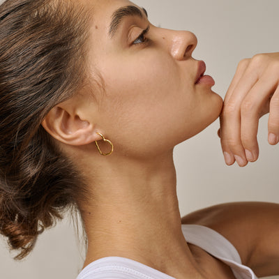 ENAMEL Copenhagen Hoops, Organic Heart Medium Earrings 925S/GP/M