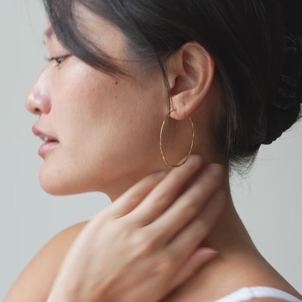 ENAMEL Copenhagen Hoops, Organic Arena Large Earrings 925S/GP/M