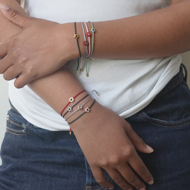 ENAMEL Copenhagen Bracelet, Enamel Tokens Bracelets Petrol Green/Light Pink