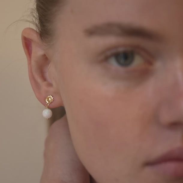 ENAMEL Copenhagen Earrings, Daystar Globe Earrings Opal